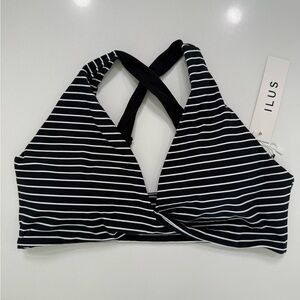 ILUS Striped Black & White Crossback Bra - XXL (NWT)